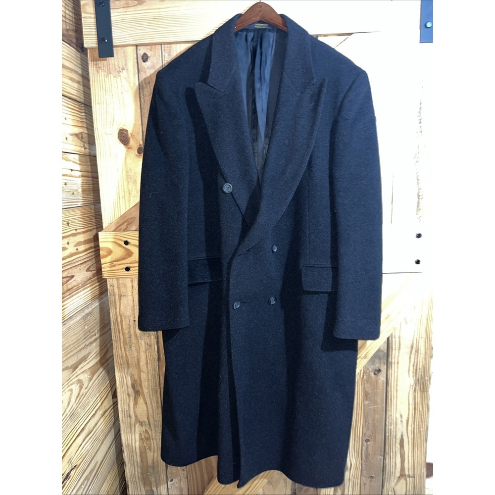 Vintage Mark Alexander Cashmere Blend Double Breasted Overcoat Mens Size 46R